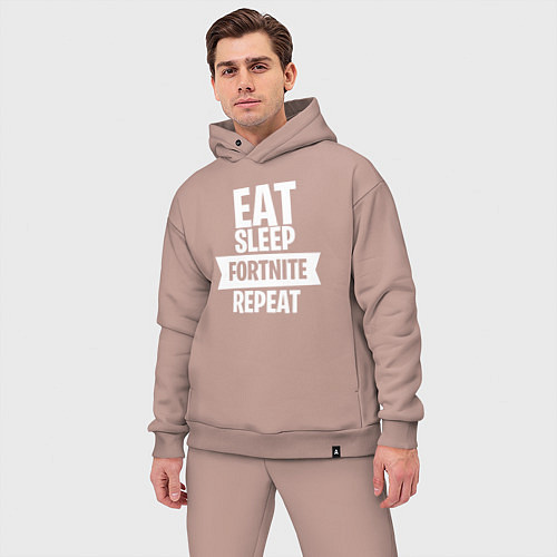 Мужской костюм оверсайз Eat Sleep Fortnite Repeat / Пыльно-розовый – фото 3