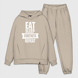 Мужской костюм оверсайз Eat Sleep Fortnite Repeat, цвет: миндальный