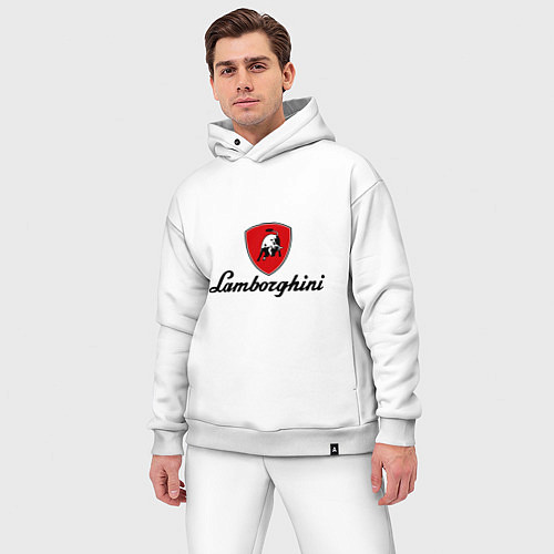 Мужской костюм оверсайз Logo lamborghini / Белый – фото 3