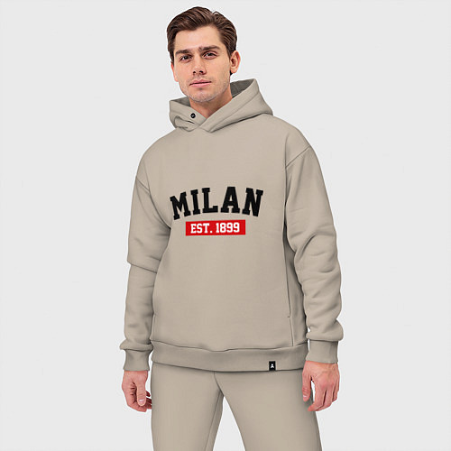 Мужской костюм оверсайз FC Milan Est. 1899 / Миндальный – фото 3