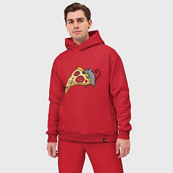 Мужской костюм оверсайз Кусочек пиццы парная, цвет: красный — фото 2
