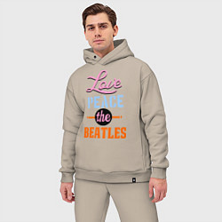 Мужской костюм оверсайз Love peace the Beatles, цвет: миндальный — фото 2