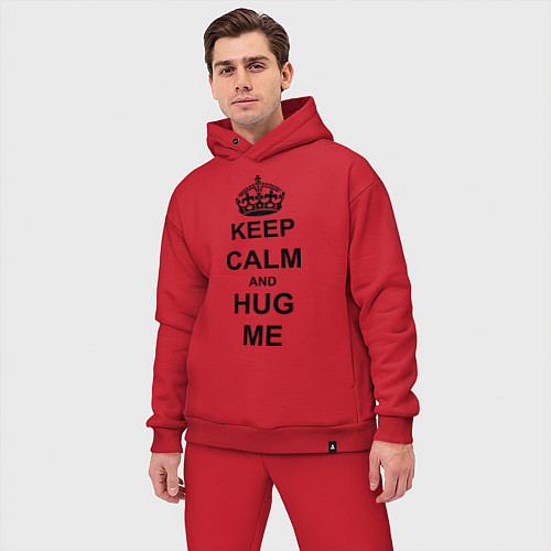 Мужской костюм оверсайз Keep Calm & Hug Mе / Красный – фото 3