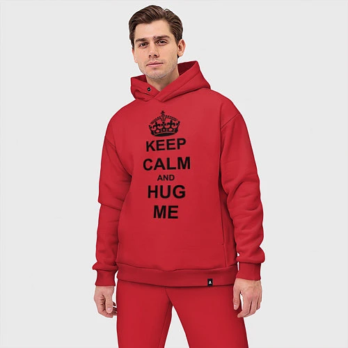 Мужской костюм оверсайз Keep Calm & Hug Mе / Красный – фото 3