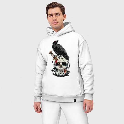 Мужской костюм оверсайз Ворон / Белый – фото 3