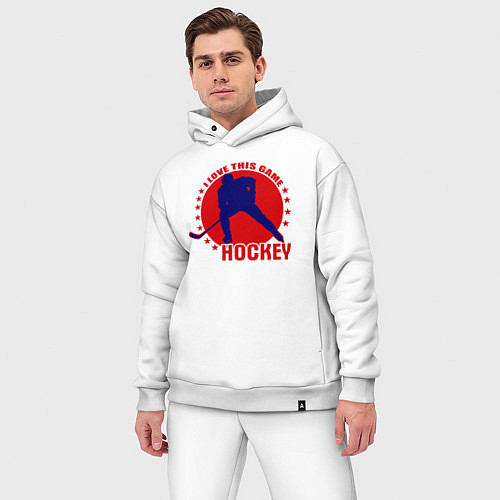 Мужской костюм оверсайз I love this Hockey / Белый – фото 3