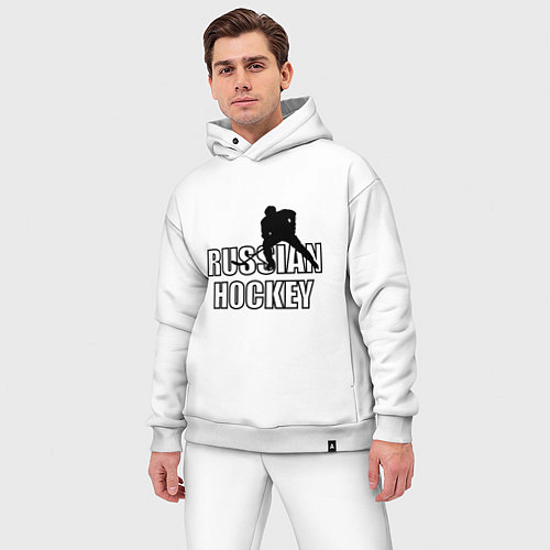Мужской костюм оверсайз Russian hockey / Белый – фото 3