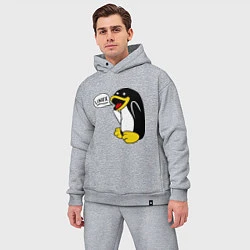 Мужской костюм оверсайз Пингвин: Linux, цвет: меланж — фото 2