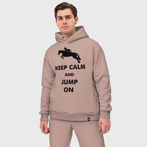 Мужской костюм оверсайз Keep Calm & Jump On / Пыльно-розовый – фото 3