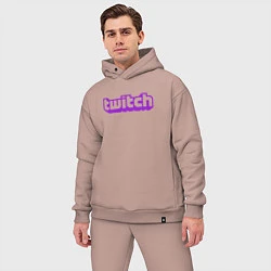 Мужской костюм оверсайз Twitch Logo, цвет: пыльно-розовый — фото 2