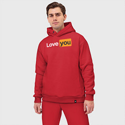 Мужской костюм оверсайз PornHub: Love You, цвет: красный — фото 2