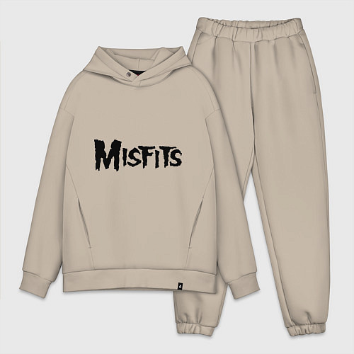 Мужской костюм оверсайз Misfits logo / Миндальный – фото 1