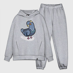 Мужской костюм оверсайз Удивленный голубь, цвет: меланж