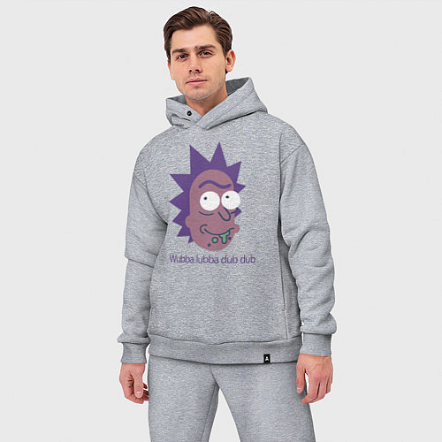 Мужской костюм оверсайз Wubba lubba dub dub / Меланж – фото 3