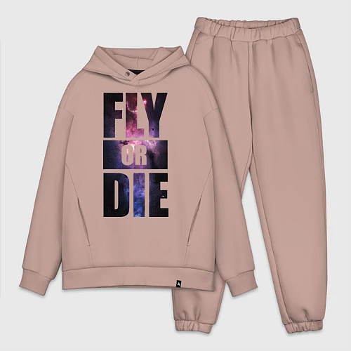 Мужской костюм оверсайз Fly or Die: Space / Пыльно-розовый – фото 1