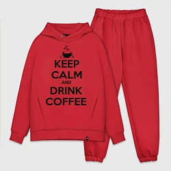 Мужской костюм оверсайз Keep Calm & Drink Coffee, цвет: красный