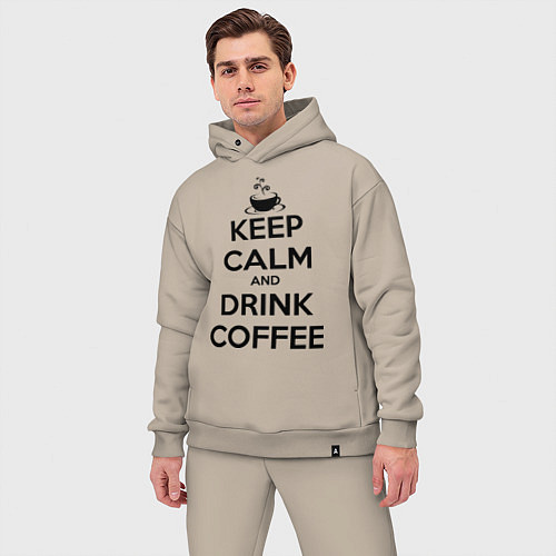 Мужской костюм оверсайз Keep Calm & Drink Coffee / Миндальный – фото 3