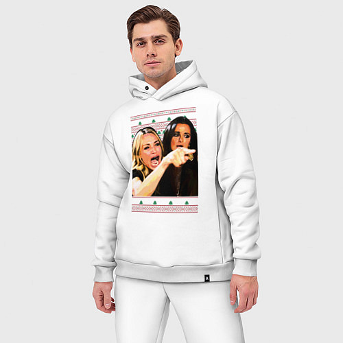 Мужской костюм оверсайз Woman Yelling at a Cat / Белый – фото 3