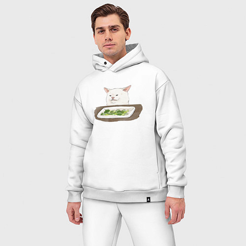 Мужской костюм оверсайз Woman Yelling At Cat Meme / Белый – фото 3