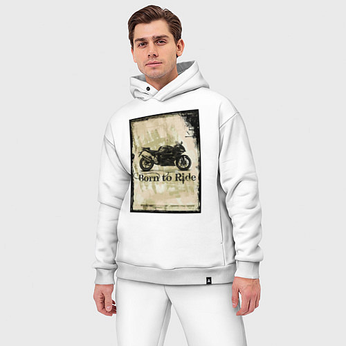 Мужской костюм оверсайз Born to Ride / Белый – фото 3