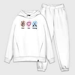 Мужской костюм оверсайз Peace, love, fencing, цвет: белый