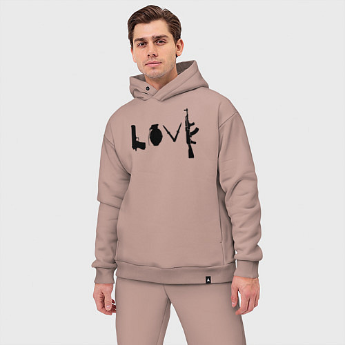 Мужской костюм оверсайз Banksy LOVE / Пыльно-розовый – фото 3