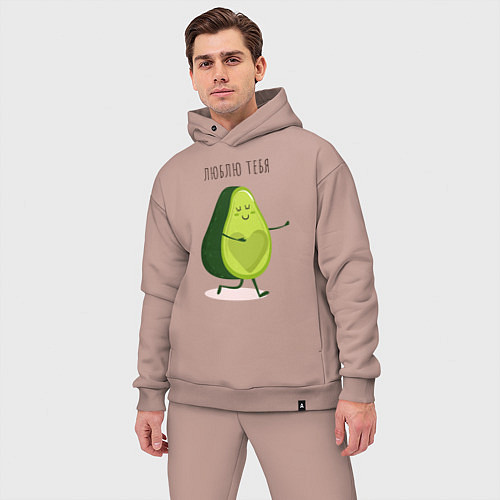 Мужской костюм оверсайз Авокадо любовь / Пыльно-розовый – фото 3