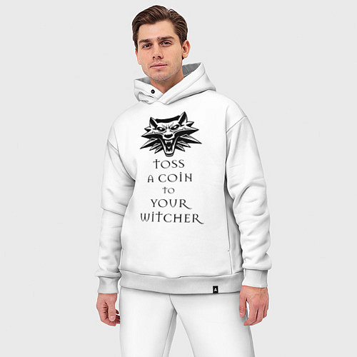 Мужской костюм оверсайз Toss a coin to your witcher / Белый – фото 3