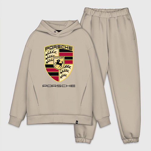 Мужской костюм оверсайз PORSCHE / Миндальный – фото 1