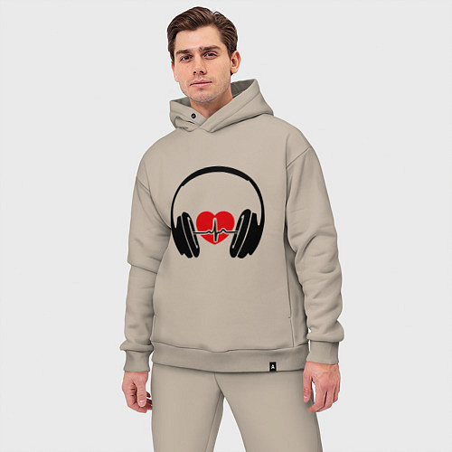 Мужской костюм оверсайз Музыка в сердце / Миндальный – фото 3