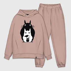 Мужской костюм оверсайз Тоторо, цвет: пыльно-розовый