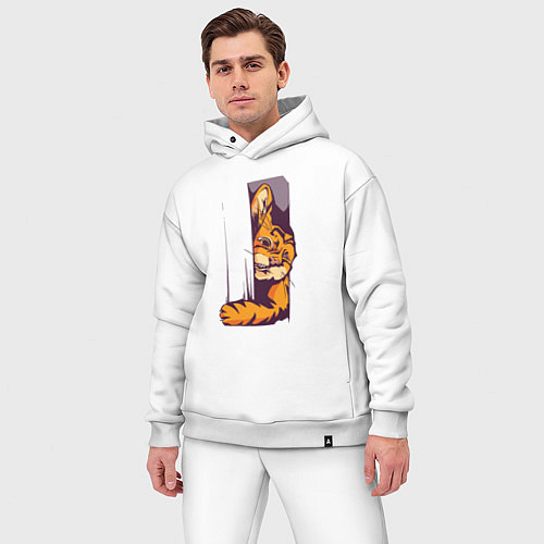 Мужской костюм оверсайз А вот и котик! / Белый – фото 3