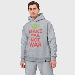 Мужской костюм оверсайз Make tea not war, цвет: меланж — фото 2