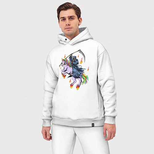 Мужской костюм оверсайз Смерть на единороге / Белый – фото 3