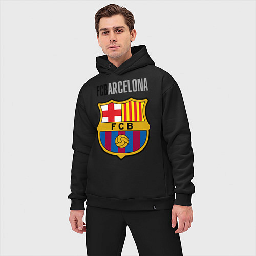 Мужской костюм оверсайз Barcelona FC / Черный – фото 3