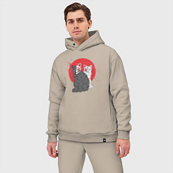 Мужской костюм оверсайз Japan Cats Z, цвет: миндальный — фото 2