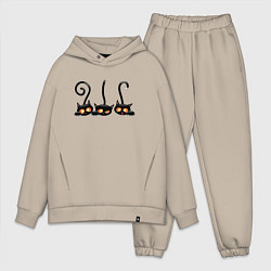 Мужской костюм оверсайз Котики, цвет: миндальный