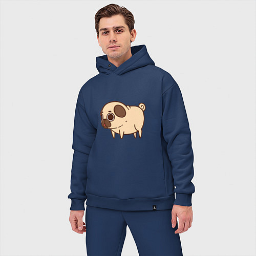 Мужской костюм оверсайз Мопс / Тёмно-синий – фото 3