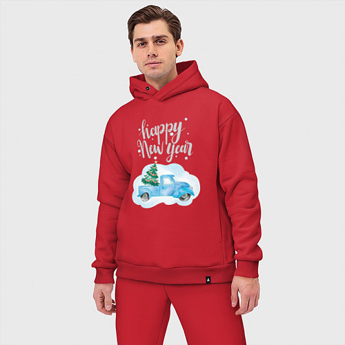 Мужской костюм оверсайз Новогодняя машина / Красный – фото 3