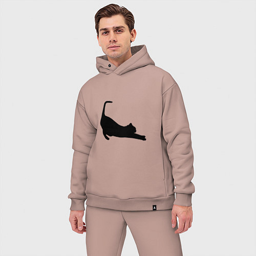 Мужской костюм оверсайз Кошка подтягивается / Пыльно-розовый – фото 3