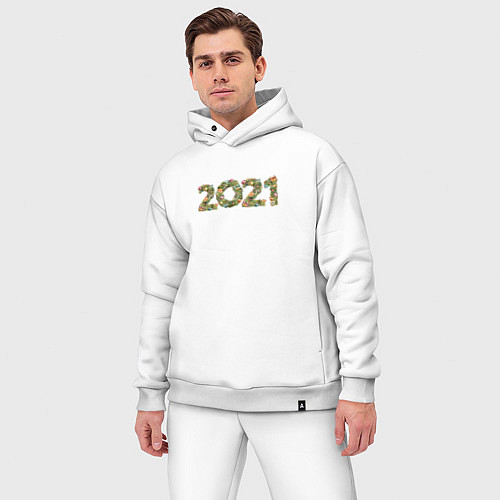 Мужской костюм оверсайз Новый Год 2021 / Белый – фото 3