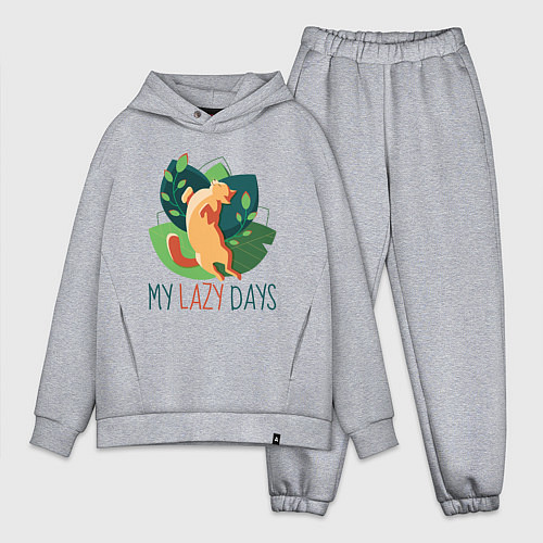 Мужской костюм оверсайз Ленивый Кот Мои ленивые дни / Меланж – фото 1