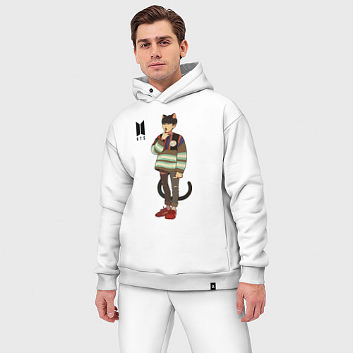 Мужской костюм оверсайз BTS Cat / Белый – фото 3