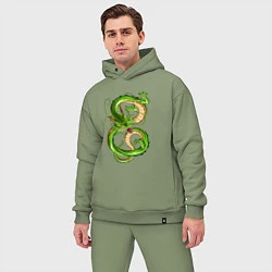 Мужской костюм оверсайз Зеленый лесной дух дракон, цвет: авокадо — фото 2