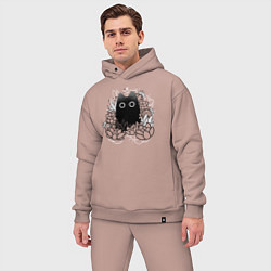 Мужской костюм оверсайз Cat in plants, цвет: пыльно-розовый — фото 2