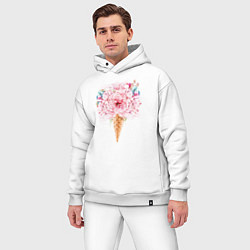 Мужской костюм оверсайз Flowers ice cream, цвет: белый — фото 2
