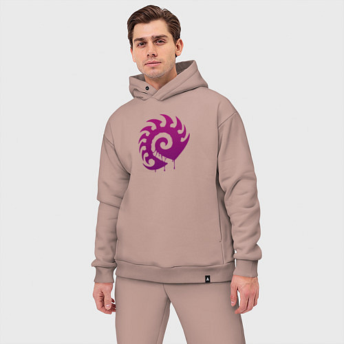 Мужской костюм оверсайз Zerg logo Purple / Пыльно-розовый – фото 3