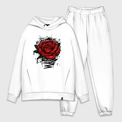 Мужской костюм оверсайз Красная Роза Red Rose, цвет: белый