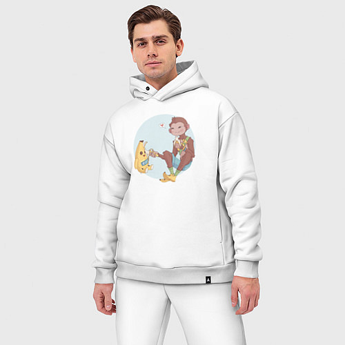 Мужской костюм оверсайз Манки и Банан / Белый – фото 3