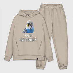 Мужской костюм оверсайз Чего смотришь!?, цвет: миндальный